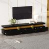 TV-Schrank, mit Marmor-Optik, 3 Schubladen & Kabelmanagement, 200x40x42 cm, Schwarz Bild 2