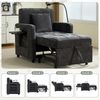 LVHOM Multifunktionaler Schlafsessel mit klappbarer Ablage, Ausziehbares 1-Sitzer Schlafsofa mit Handyhalter und Seitentaschen, Loungesessel, Dunkelgrau Bild 3