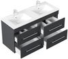 Badmöbelset Helios 4-teilig LED Spiegel Hochschrank 3er Boxen grafit : Grafit Bild 3