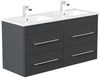 Badmöbelset Helios 4-teilig LED Spiegel Hochschrank 3er Boxen grafit : Grafit Bild 2