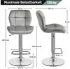 Yaheetech 2er-Set Barhocker mit Fußstütze, Drehbar & Höhenverstellbar, Hellgrau (Samt) Bild 4