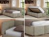 Jugendbett 90x200 ARVO Polsterbett mit Bettkasten, Stauraum & Gasdruckfeder, Modernes Design mit Kopfteil, Multipocket Matratze - Dunkelbeige Strukture - ELORI LUX - Links Seite Bild 2
