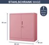 Aktenschrank abschließbar BEATA - 3 Ebenen verstellbar, Flügeltüren | Metallschrank Werkstatt Mehrzweckschrank Büroschrank aus Stahl Werkzeugschrank, 93x90x40cm Rosa Bild 2
