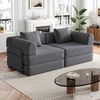 Schlafsofa mit Ablagefach & Stahlrahmen, wandelbarer Einzelsitz Sofa Bett mit rutschfester Unterlage,2-Sitzer,Grau Bild 3