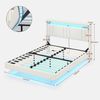 MSMASK Bettgestell Bett Bettgestell 140x190cm, Bettrahmen mit LED-Beleuchtung, PU Weiß Bild 3