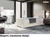 MEBLINI Boxspringbett KARIM 80x200 cm mit Bettkasten - H4/Beige Samt Gepolstert Einzelbett mit Topper & Taschenfederkern-Matratze - 80x200 Rechts Bild 2