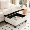 Sofa U Form Cord Stoff USB Ladeanschluss Stauraum 4-5 Sitzer Lounge,Beige,mit Kissen Bild 4
