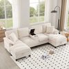 Sofa U Form Cord Stoff USB Ladeanschluss Stauraum 4-5 Sitzer Lounge,Beige,mit Kissen Bild 3