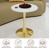 27,6 Zoll großer goldener Couchtisch, Esstisch im Mid-Century-Modern-Stil, geeignet für 2-4 Personen, mit runder Marmorplatte mit weißer Maserung, perfekt für verschiedene Umgebungen Bild 2