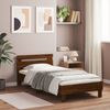 vidaXL Bettgestell mit Kopfteil und LED-Leuchten Braun Eiche 100x200cm 838714 Bild 3