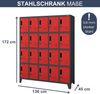 Schließfachschrank Spind ROBERT - 20 Fächer, Etikettenhalter Lüftungsschlitze | Wertfachschrank Umkleideschrank Metall Kleiderspind, 172x136x45cm Anthrazit-Rot Bild 2