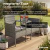 STEELSØN 'Velara' Polyrattan Gartenbank 2er-Sitzer mit Tisch, grau-meliert/anthrazit, 81x65x135 cm, wetterfest und UV-beständig, stabile Sitzbank Bild 5
