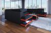 Designsofa Sorrento aus Leder - Echtleder - schwarz-orange - Rechts Bild 3