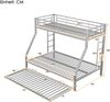 Merax Etagenbett für Erwachsene, Metallbett Hochbett mit ausziehbarem Bett 90x200cm/140x200cm/90x190cm, silbern Bild 4