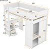 Hochbett 90x200 cm Kinderbett mit Schreibtisch, Kleiderschrank, Schubladen, Stauraum, Kiefernholz-MDF,Weiß Bild 5