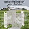 SONGMICS Wäschekorb Plastik, 75 L Wäschesammler, Wäschebox mit Deckel, schmale Wäschetonne für Bad, Waschküche, weiß-grau Bild 4