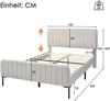 Novelux Doppelbett 160x200 cm Polsterbett mit Lattenrost und verstellbarem Kopfteil – Massivholz Bettgestell, Leinen Grau-Beige für Schlafzimmer, 220kg Bild 2