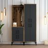 Dmora Eingangsmöbel Eufemia, Moderner Eingang, Wandgarderobe, Multifunktions-Aufbewahrungskonsole, 120x35h200 cm, Walnuss und Anthrazit Bild 4