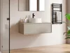 Vente-unique - TEANA Waschbeckenmöbel Holz, Platte Beige - B 47 cm x H 32 cm x L 94 cm Bild 1