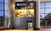 Merax Küchenschrank (130 x 45 x 180 cm), hoher Küchenschrank, Sideboard, Küchenschrank mit Glastüren und LED-Beleuchtung, Schwarz Bild 5