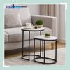 Relaxdays Satztisch 2er Set Marmoroptik & Metall Bild 2