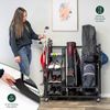 Golftaschen Organizer mit Ablageflächen und Körben, für 2 Golftaschen und Golfzubehör, aus schwarzem Stahl Bild 5