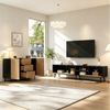 Merax Wohnzimmer-Set Wohnwand Kombination, (2-St), TV Bank & Sideboard Set mit Schubladen und Türen, Holzoptik/Schwarz Bild 2