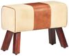 vidaXL Sitzbank Turnbock-Design 58 cm Braun Echtleder Massivholz Mango 320785 Bild 4