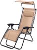Todeco Liegestuhl klappbar mit Sonnenschutz, Sonnenstuhl mit abziehbare Kissen, Max Belastbarkeit 100kg, Strandliegestuhl leicht, Khaki Bild 2