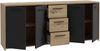 Forte PILVI Sideboard 180, modernes Sideboard mit 4 Türen und 4 Schubladen, Wohn-/Schlafzimmer, Holzwerkstoff, Artisan Eiche Holzdekor mit Schwarz, 179 cm breit x 74,1 cm hoch x 42 cm tief Bild 4