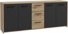Forte PILVI Sideboard 180, modernes Sideboard mit 4 Türen und 4 Schubladen, Wohn-/Schlafzimmer, Holzwerkstoff, Artisan Eiche Holzdekor mit Schwarz, 179 cm breit x 74,1 cm hoch x 42 cm tief Bild 2