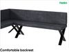 MEBLINI Eckbank für Esszimmer mit ausziehbarem Tisch - Küchenbank - Essecke - Sitzecke Küche - PETER - X-Beine 142x196x87cm Links - Dunkelgrau Samt/B Weiß Hochgl. Bild 5