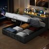 ADWOLT Polsterbett Doppelbett Stauraumbett Mit Bettkasten, 160x200 cm,LED-Licht und USB + Typ-C,Mit Matratze,Kunstleder,Schwarz Bild 3