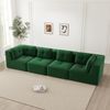 4-Sitzer Sofa 386x104x69 cm aus Cordstoff rahmenlos modular, grün Bild 3