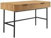 Schreibtisch 120 x 60cm MDF Eichenholzfurnier geriffelt mit 2 Schubladen Bild 2