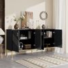 Merax Sideboard mit 4 Türen – Stilvolles Design in Schwarz & Gold, MDF-Korpus mit Metallbeinen, große Kapazität, höhenverstellbare Regale Bild 2