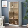 Vitrine mit LED-Beleuchtung B 80 x T 40 x H 160 cm aus Spanplatte, Weiß mit braunem Glas Bild 5