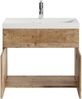 Badplaats Badmöbel Set mit Waschbecken und Unterschrank Montreal 01 60 x 35 cm Kastanien Eiche - Waschbeckenunterschrank mit Waschbecken Bild 2