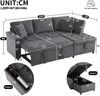 Merax L-Sofa mit ausziehbarem Schlafsofa mit Schlaffunktion, ausgestattet mit Stauraum, USB-Ladegerät, Armlehnen-Stauraum und 2 Kissen, grau Bild 4