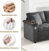 Merax L-Sofa mit ausziehbarem Schlafsofa mit Schlaffunktion, ausgestattet mit Stauraum, USB-Ladegerät, Armlehnen-Stauraum und 2 Kissen, grau Bild 5