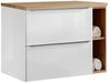 Waschtischunterschrank Set mit Regal 81cm TOSKANA-56 Hochglanz weiß & Wotaneiche B/H/T ca. 81/59,5/46cm Bild 2
