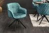 invicta INTERIOR Drehbarer Design Stuhl Euphoria Petrol Samt im Retrostil mit Ziersteppung Bild 3