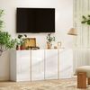 Sideboard 80 x 40 x 80 cm in Weiß mit Türen, Hochglanz-Fronten und Tischplatte in Naturholzoptik Bild 2