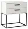 SUNA Nachttisch in Weiß - Moderner Nachtschrank mit Schubladen und schwarzem Metallgestell - 60 x 65 x 38,5 cm (B/H/T) Bild 4