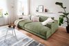 KAWOLA Big Sofa MADELINE mit Holztablett natur für Armlehne Cord olivgrün 85 x 170 x 290 cm Bild 2