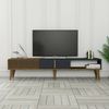 Dmora Fernsehschrank Jakuchu, Ständer für Wohnzimmerfernseher, Niedriges Wohnzimmer-Sideboard, TV-Ständerbasis, 180x35h40 cm, Walnuss und Anthrazit Bild 2