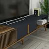 Dmora Fernsehschrank Jakuchu, Ständer für Wohnzimmerfernseher, Niedriges Wohnzimmer-Sideboard, TV-Ständerbasis, 180x35h40 cm, Walnuss und Anthrazit Bild 5
