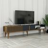 Dmora Fernsehschrank Jakuchu, Ständer für Wohnzimmerfernseher, Niedriges Wohnzimmer-Sideboard, TV-Ständerbasis, 180x35h40 cm, Walnuss und Anthrazit Bild 4