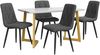 Essgruppe 5-teilig mit Marmoroptik Tisch 117×68 cm & 4 Grau Leinenstühlen,Esszimmer-Set für Küche und Wohnzimmer Bild 2