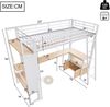 Merax Hochbett, 90 x 200 cm, Einzelbett, Kinderbett, mit LED-Lichtleiste, Schreibtisch, Stauraum, mehreren Regalen, Lochwand, USB-Anschluss, Weiß Bild 4